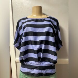 New York & Company Black and Lavender Striped Blouse